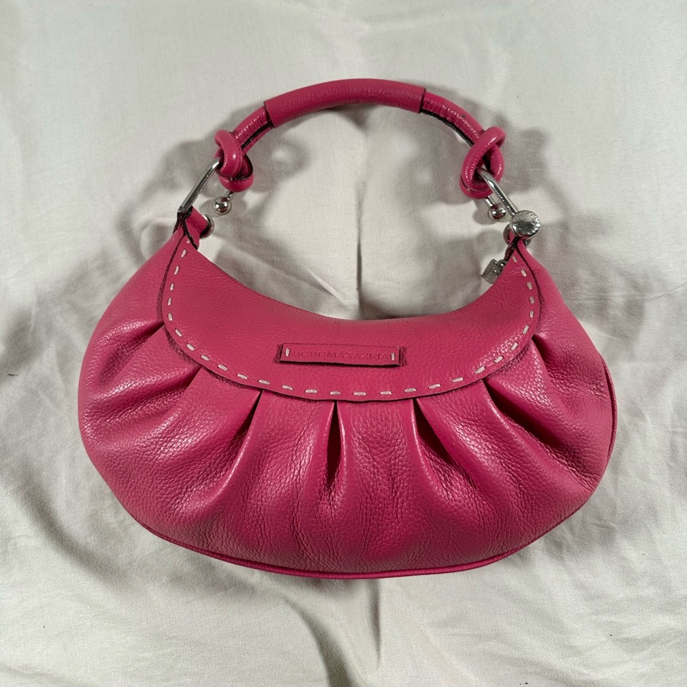 BCBG Maxazaria Hot Pink Crescent Handbag Y2K 2000s Clutch Purse